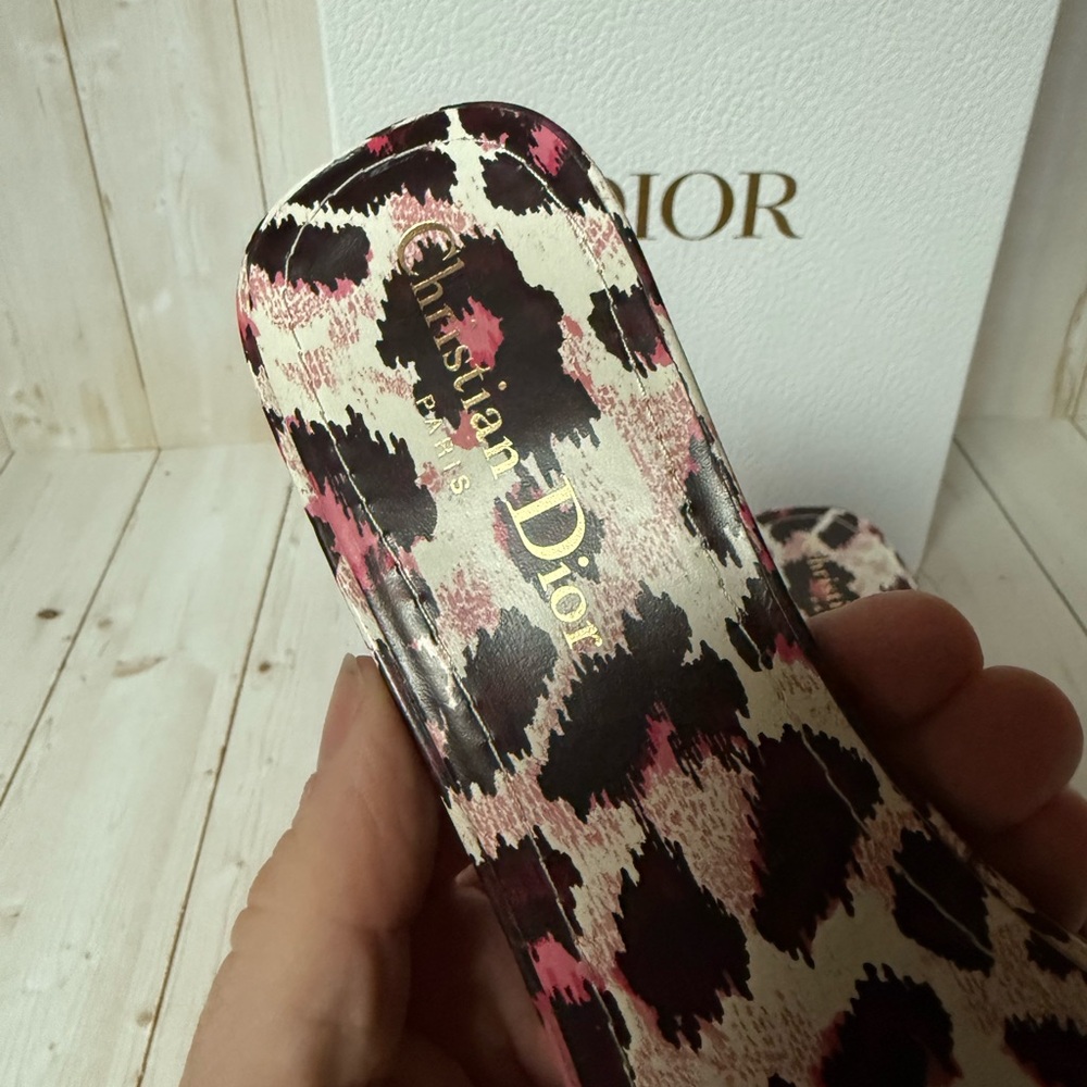 Christian Dior Mizza Embroidered Cotton Dway Slide Sandal Dark Ruby Sz 39 / 9 - Picture 9 of 13